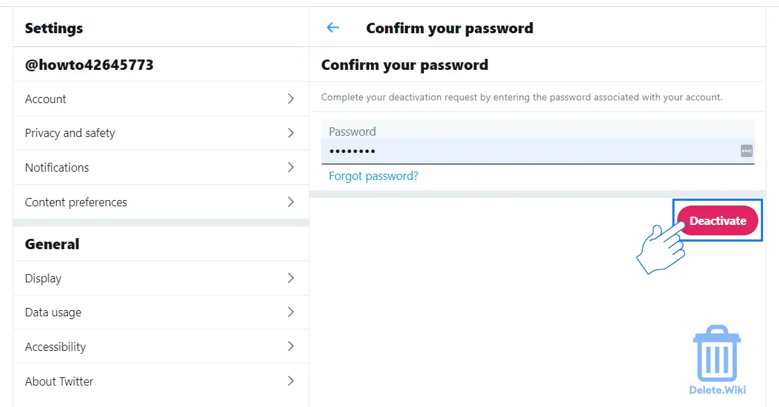 Enter password and confirm