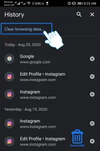 Tap Clear browsing data....