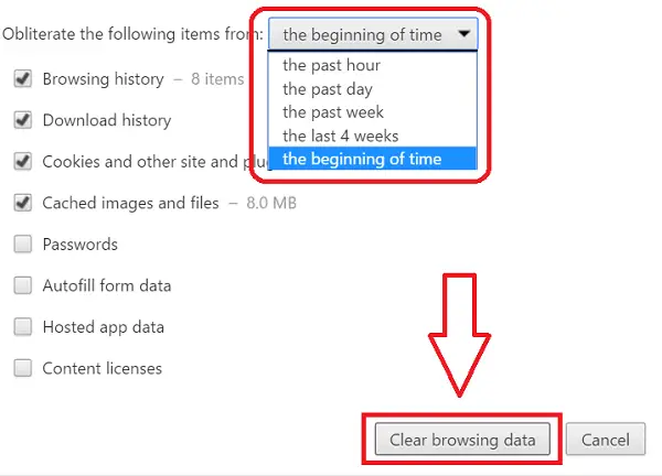 delete google chrome browsing history