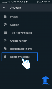 Choose Delete my account