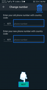 Enter existing and new phone number