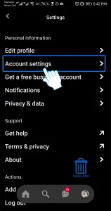 select Account settings