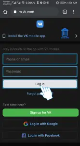 Log in to VK