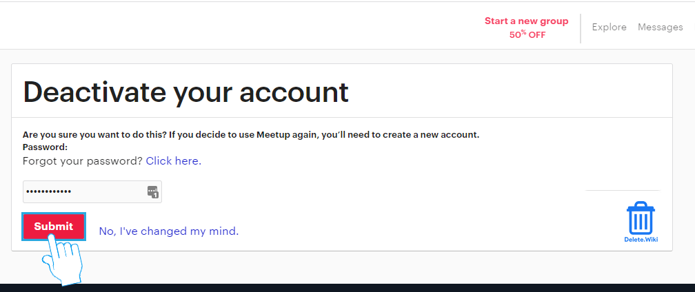 How to delete a meetup account