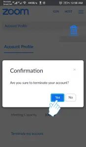 Select Yes to confirm