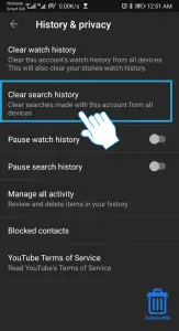 Tap on Clear search history