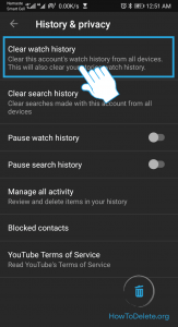 Tap on Clear Watch History