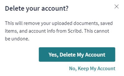 delete the Scribd account