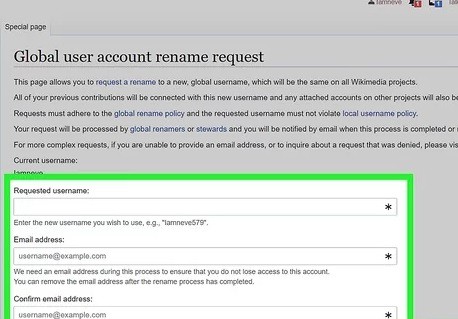 global user name request- WIkipedia account
