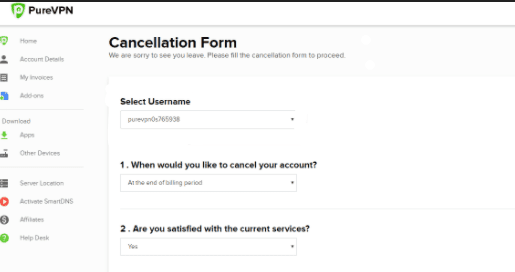 cancellation form