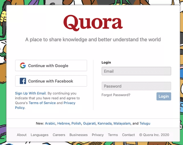 login to quora account