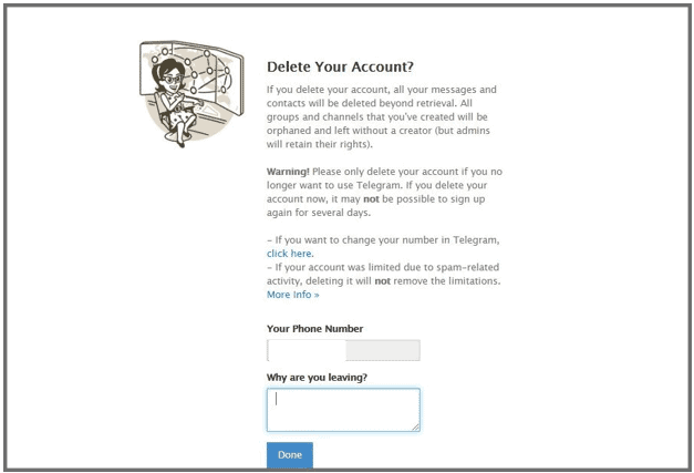 reason to delete telegram account