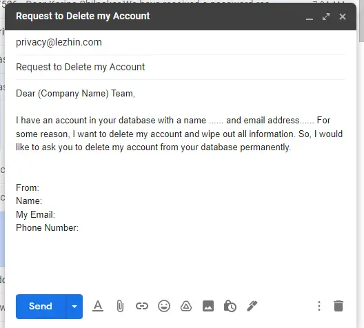 write email to delete Lezhin account